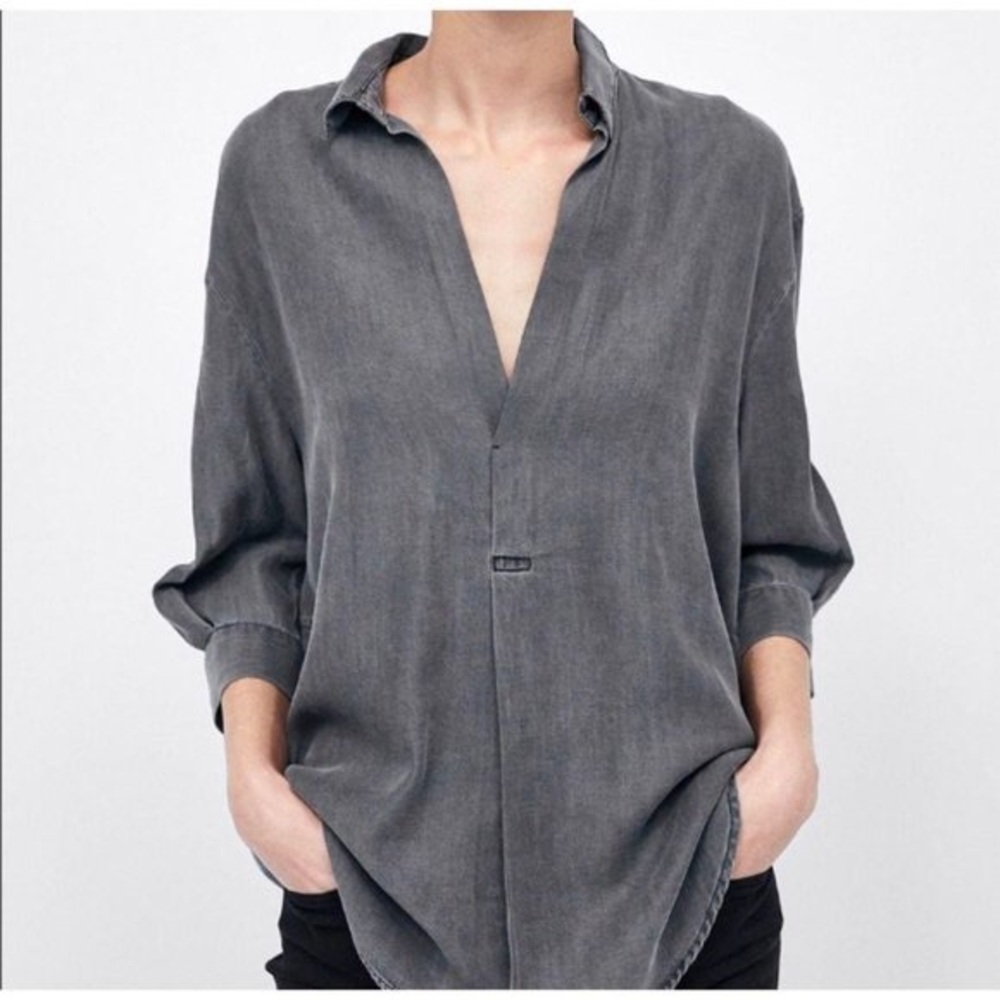 Zara woman premium denim collection Lyocell blouse
